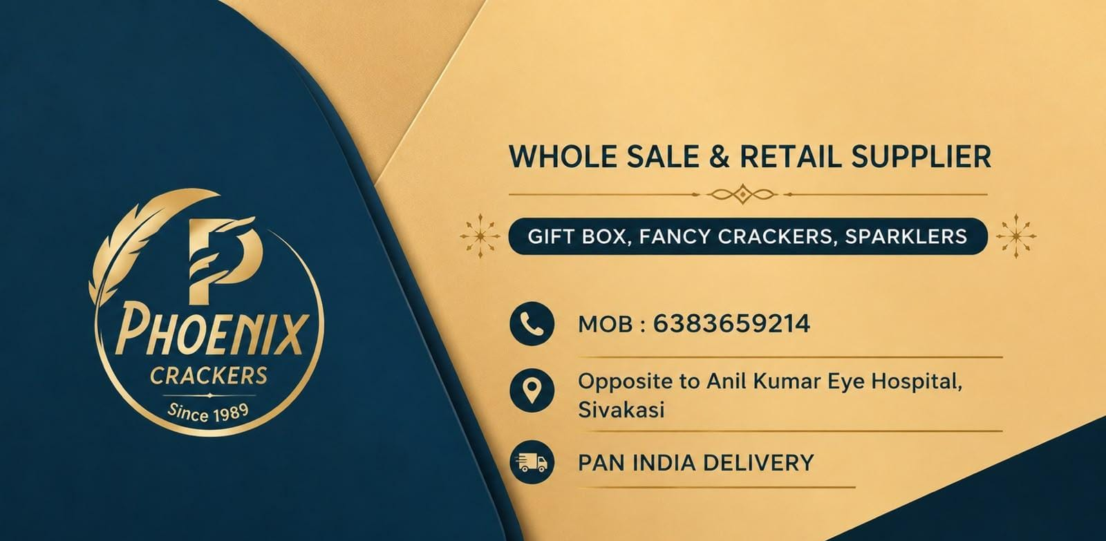 Phoenix Crackers business card and branding